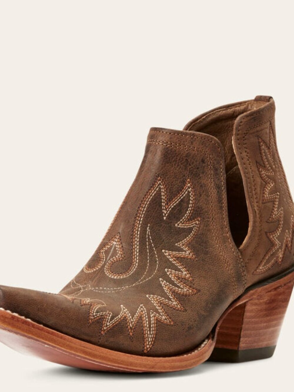 Ariat Ladies Snip Dixon Toe Western Boot WEATHERED BROWN contrast stitching 10B